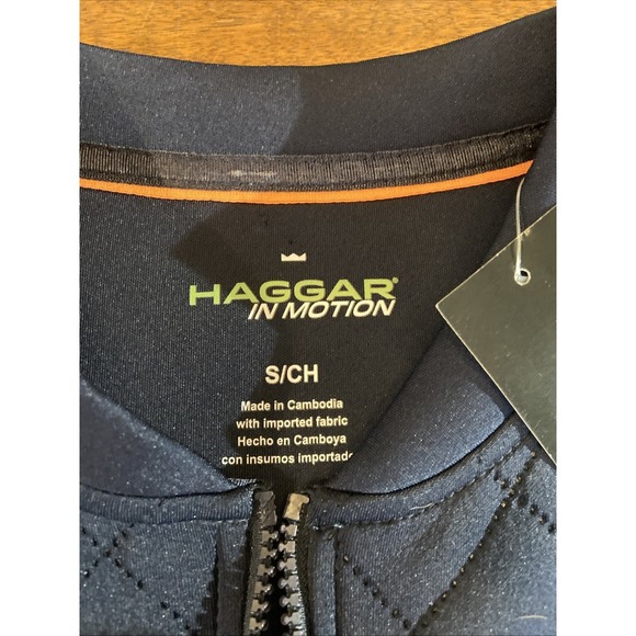 HAGGAR In Motion Quilted Look Zip-Front Vest Sz Small Navy NWT - Picture 3 of 9